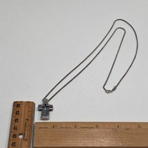 Retired James Avery Heavy Vintage Thick Cross Necklace with 26" chain UNISEX